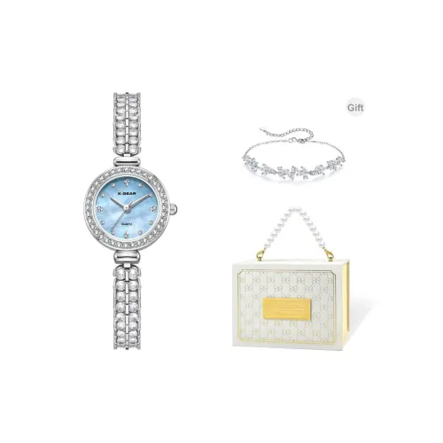 X Шестерня Кварцевый механизм Нержавеющая сталь Ремешок Часы Женские часы Синий циферблат