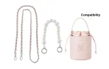 Pink Leather Silver Plate Buckle 120cm+Handheld Pearl Infinity Clasp Silver 32cm