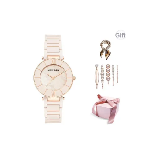 ANNE KLEIN Наручные часы Кварцевый механизм Керамика Сплав Ремешок 32 мм Розовый циферблат Женские часы