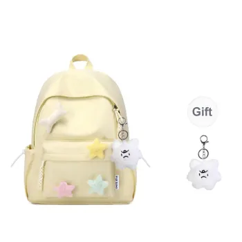 UNITE STAR Nylon Double-Shoulder Backpack Medium Size Women's Cheese Color/Black