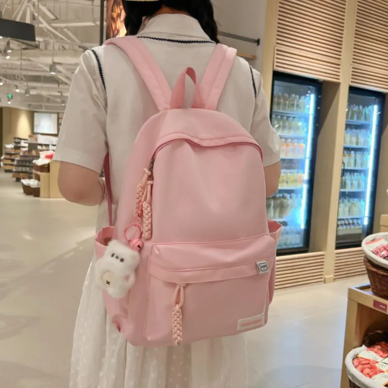 URBAN FOREST Nylon Backpack Unisex Pink/Yellow/Blue/Red/Black/White-1
