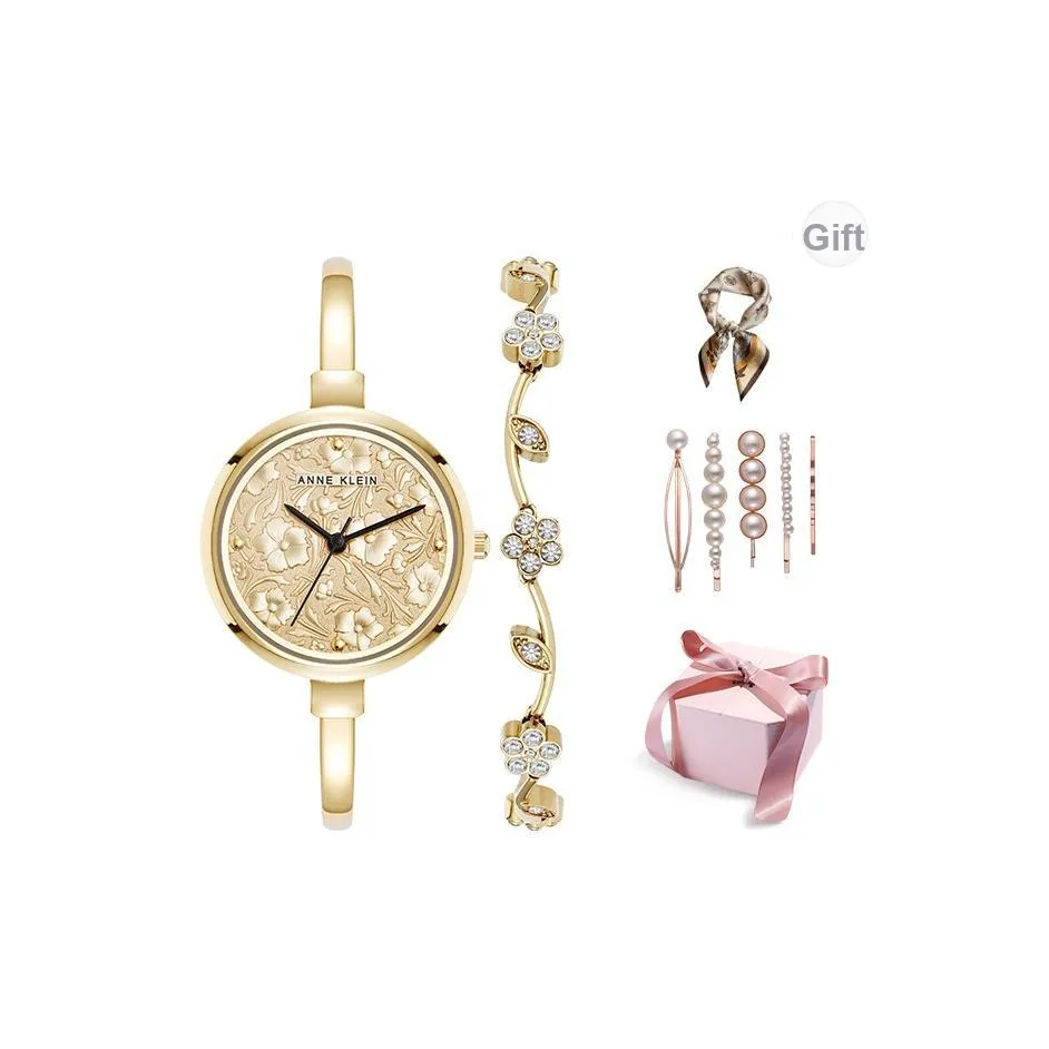 ANNE KLEIN ANNE KLEIN Наручные часы Кварцевый механизм Сплав Ремешок Золотой циферблат Женские часы