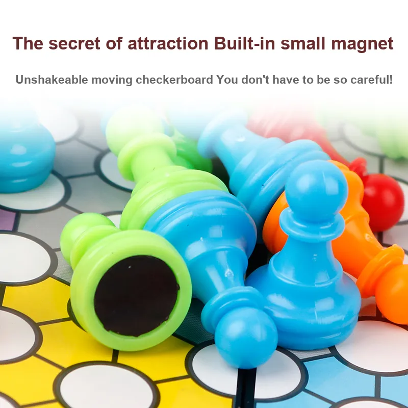 CHENGGONG Magnet Chinese Checkers Foldable Board Game With Magnetic Chess Pieces, Portable And Educational Board Games-1
