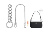 (Silver) Diamond-Shaped Single Buckle 5.2 inch+Decorative Chain 15.8 inch+Free Screwdriver