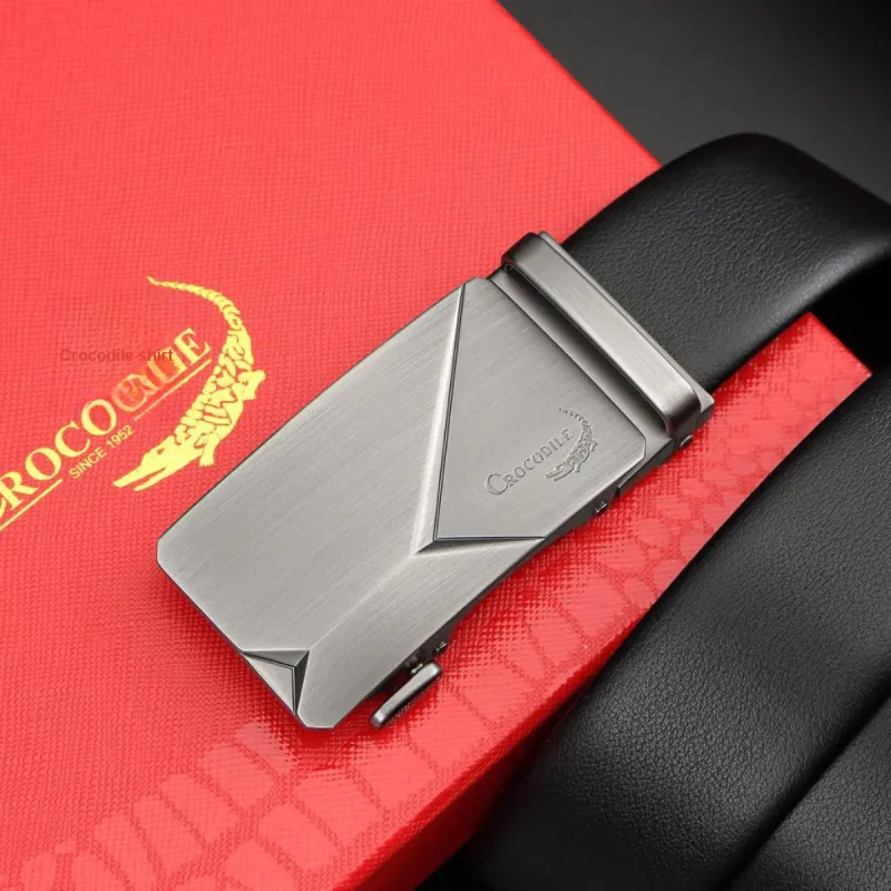 Crocodile Box Automatic Buckle Top Grain Cow Leather Genuine Leather Belt Men's 3.5CM-3