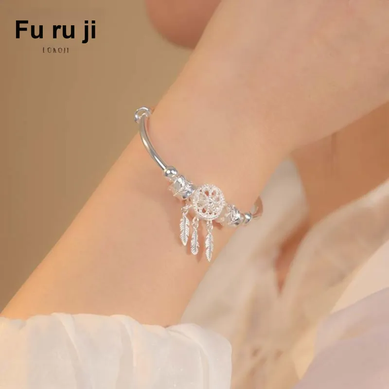 Fu Ru Ji S999 Fine Silver Bangles Women's-4