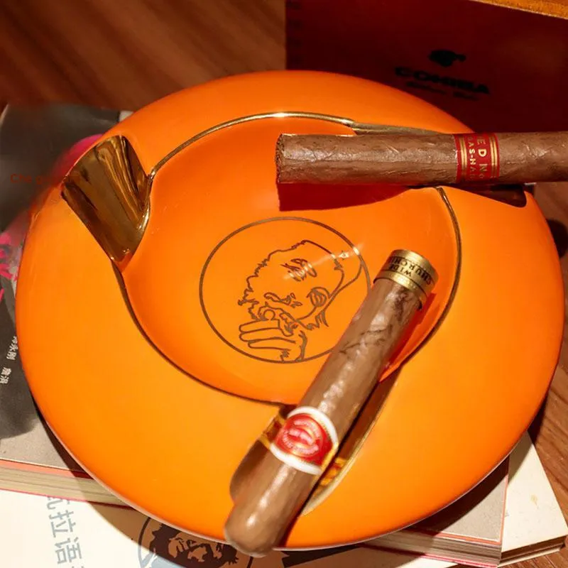 GUEVARA Three Slot Cigar And Cigarette Ceramic Ashtray, Suitable For Home And Office, Easy To Clean-4