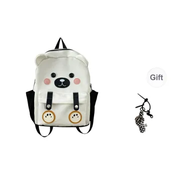 Yalu Nylon Backpack Unisex White/Black/Brown