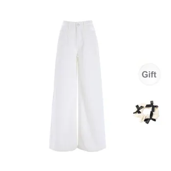 CPAURA Jeans Women's White+Bowknot Hair Tie Comes With