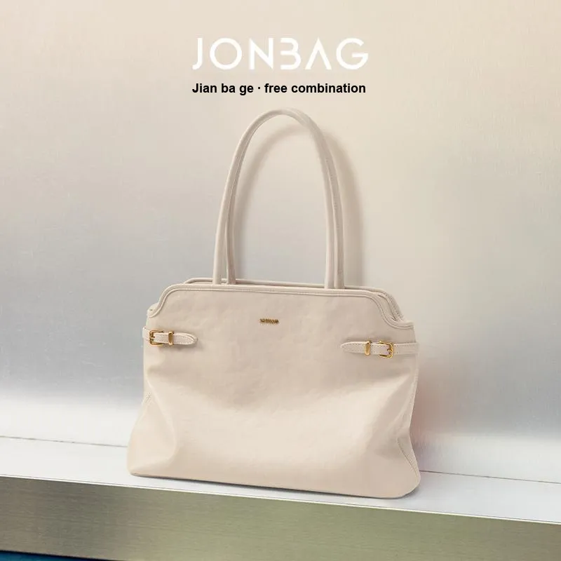 JONBAG Synthetic Leather Tote Bag, Shoulder Bag Women's Oat Milk/Hazelnut Brown-4