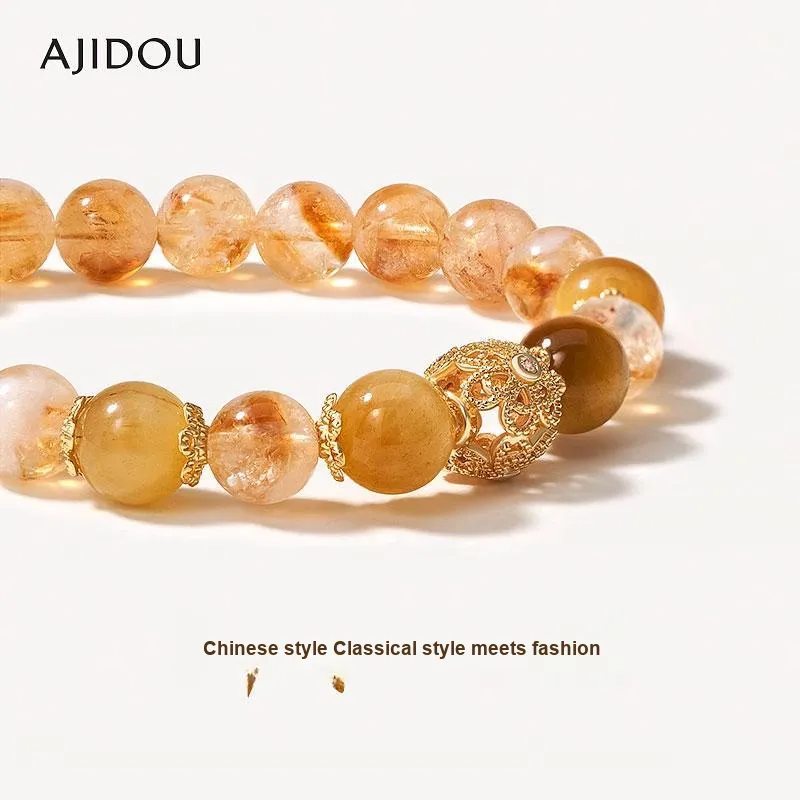 AJIDOU Citrine Bracelets Unisex Gold-3