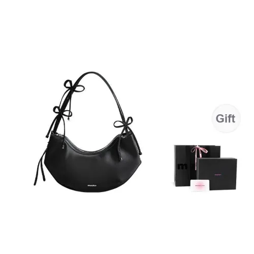 Muuluu Ballet Bag Versatile Satin Shoulder Bag, Shoulder Bag Regular Medium Size Women's Black
