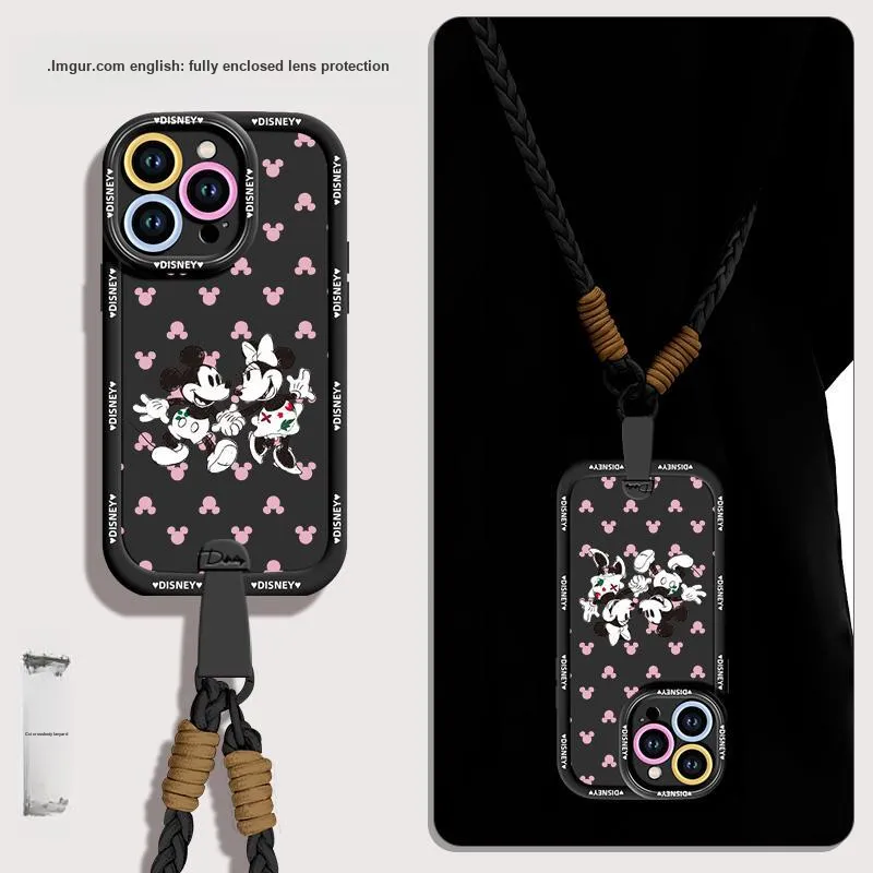 Disney Silicone Material Cute Crossbody Backpack Handheld Phone Cases Compatible With Apple 16/15/Plus/14/13/Pro/Max-3