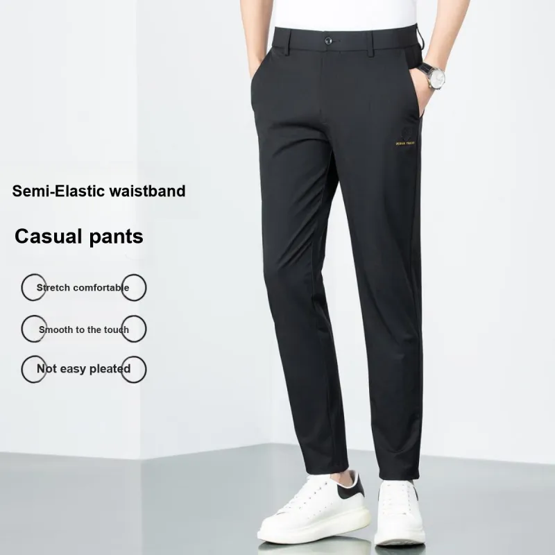 Red Bean Casual Pants Unisex Navy Blue-1