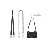 1.5cm Wide Black Plain Weave Adjustment Shoulder Strap+Iron Size 14 O-Shaped Decorative Chain 40cm