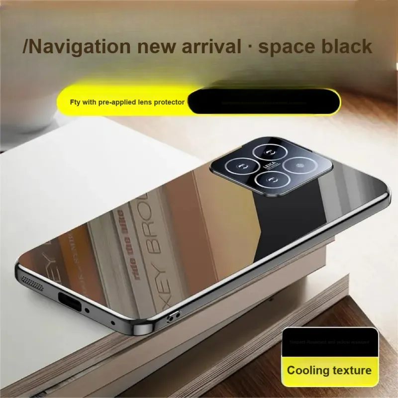 LONGYUGU Glass Material Advanced Ice Crystal Heat Dissipation Phone Case Compatible With Xiaomi 13/14/Pro Series-1