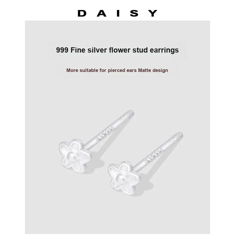 Daisy Dream 999 Fine Silver Stud Earrings Women's-2