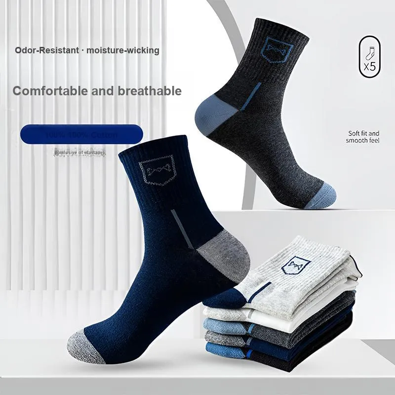 MIIOW Mid Calf Socks Men's 5 Pack-1