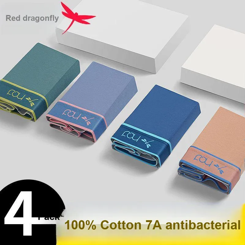 RED DRAGONFLY 100% Cotton Underpants Skin Friendly And Comfortable Men's 3 Pack-5