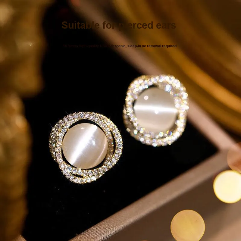 Danqin S925 Silver Stud Earrings Women's-1