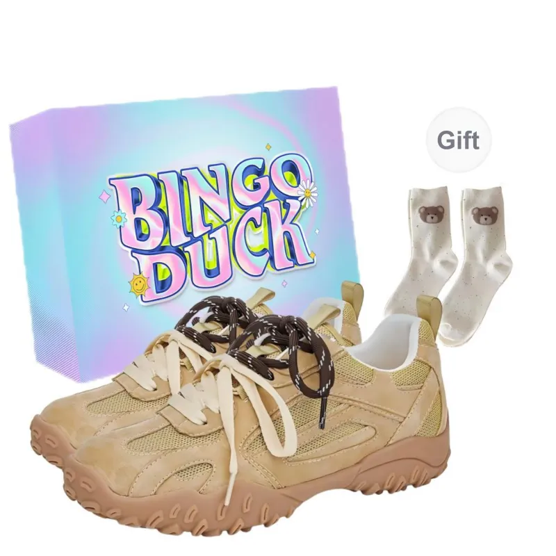 BINGO DUCK Breathable Height Increase Low Top Chunky Sneakers Women's-4