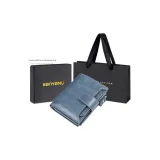 Blue-Trifold Style (Vintage Top Leather)-Anti-Skimming