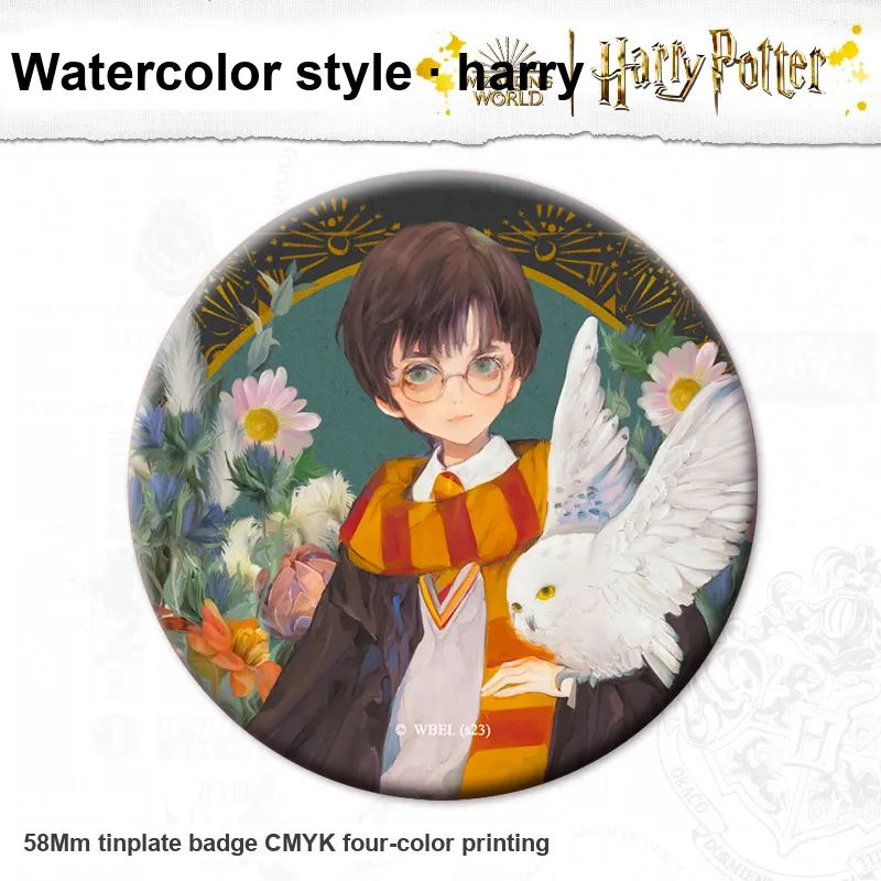 HARRY POTTER Harry Potter Hermione Granger Ron Luna Malfoy Watercolor Style Figure Print Badge Tinplate Badge Badges-1