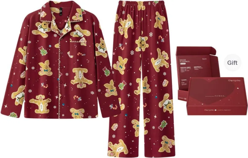 Gongdie x Disney Pajama Set Unisex Gift Box Set Red-6