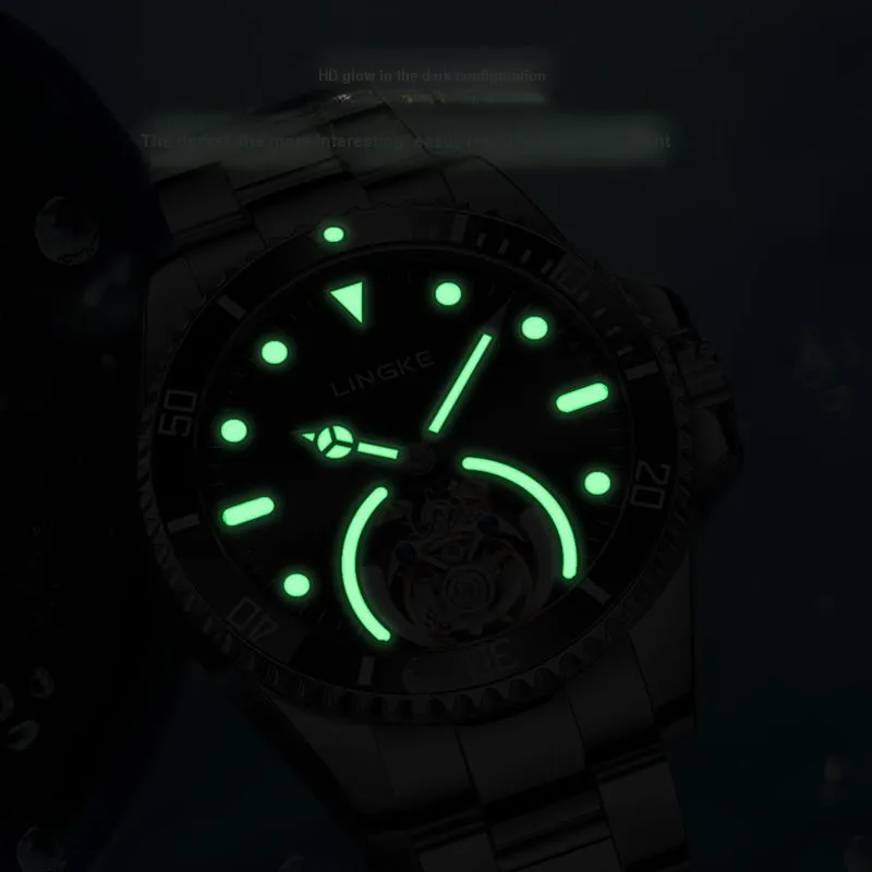 LINGKE Automatic Mechanical Movement Watch Men's Watches Green Dial-5