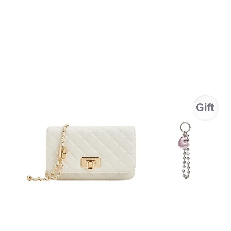 CHARLES&KEITH PU Small Square Bag Shoulder Bag Regular Women's Black/Beige/Cream Milk White/Pink-12