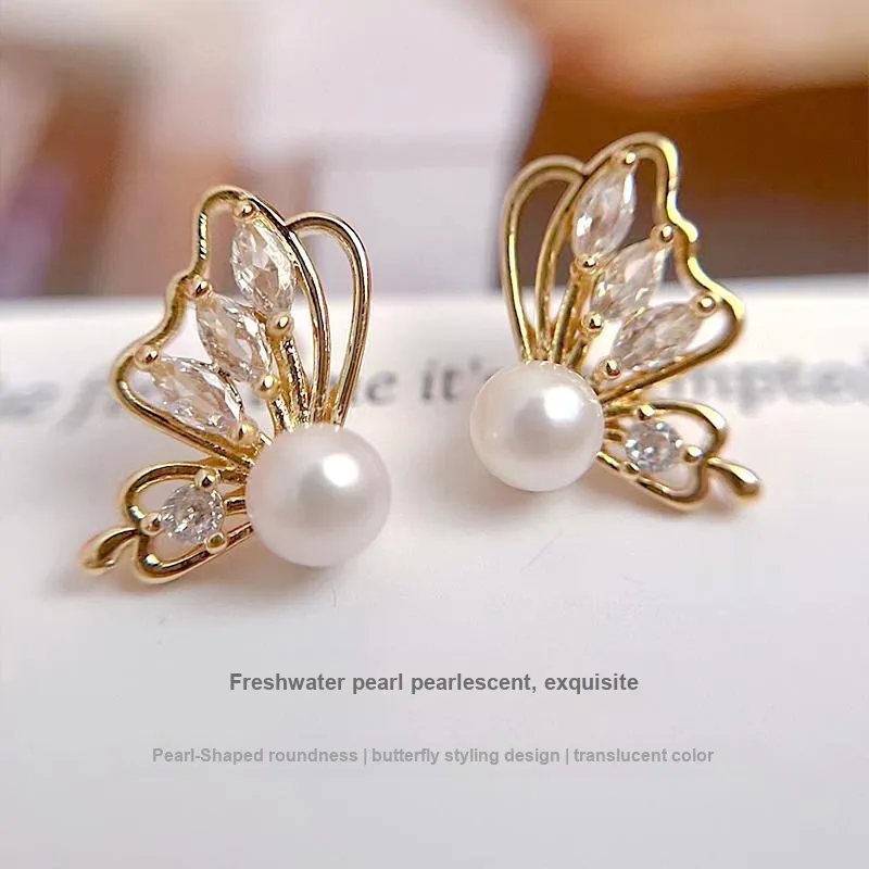 IDOKAWA Freshwater Pearl Stud Earrings Women's Gold-1