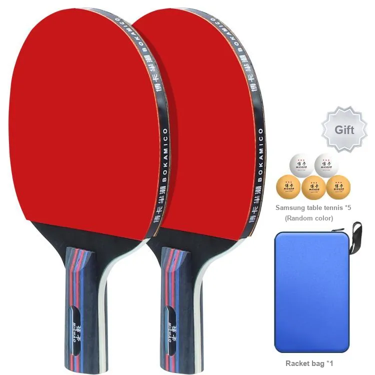 BO KA Ping Pong Paddles Unisex All Wood Black Red Double Beat-0