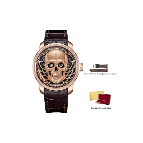 LUCKY HARVEY Craft Master Collection Череп Автоматический Механический Механизм Резиновый Ремешок Часы Мужские Часы Черный Циферблат