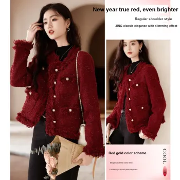 Like The Age Of Water Fall, Winter Velvet feel Coat Regular Women's Red