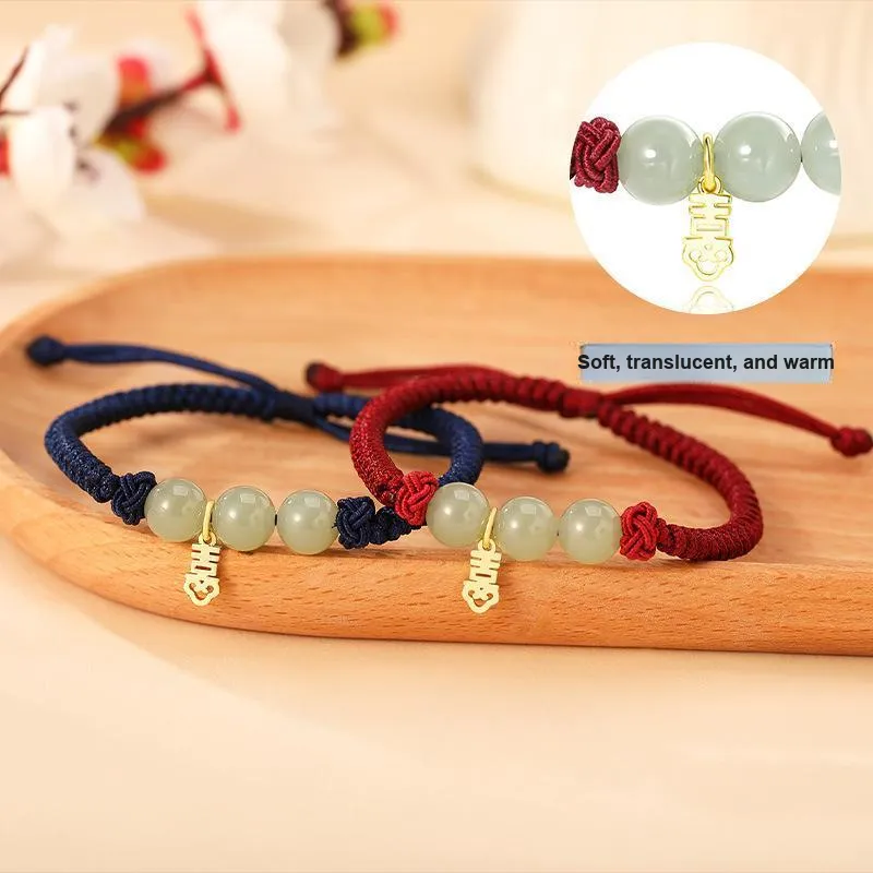 Mu Yao Hetian Jade Bracelets Pale Greenish White Jade Unisex-3