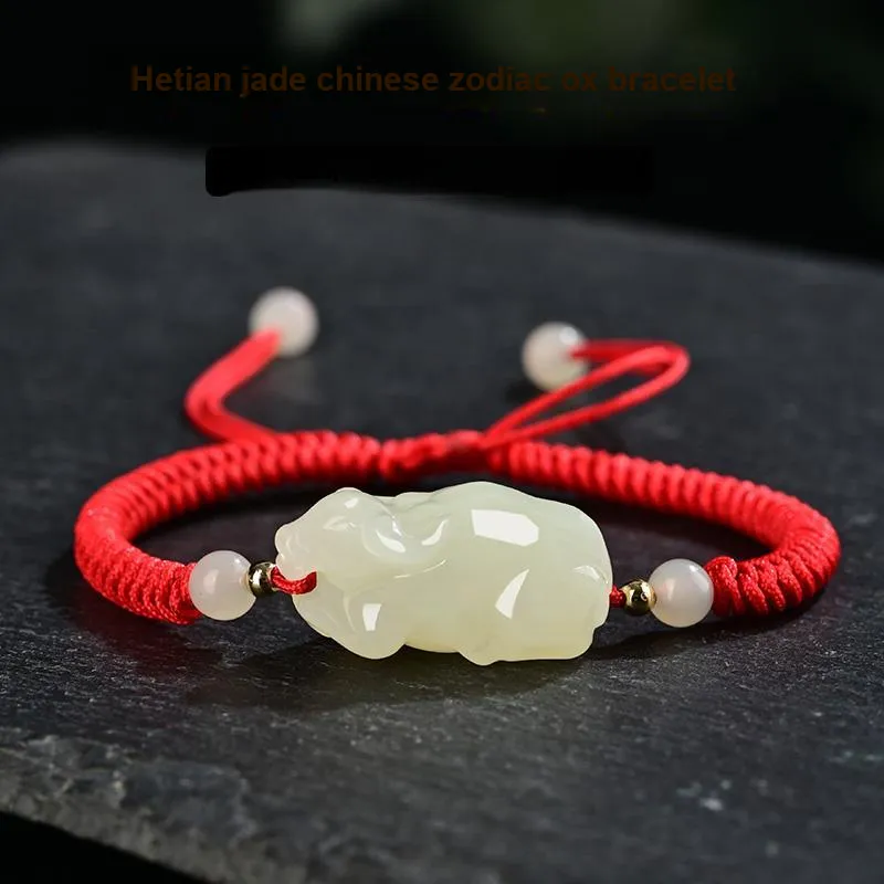 KUNYUYAO Hetian Jade Bracelets Pale Greenish White Jade Unisex-5