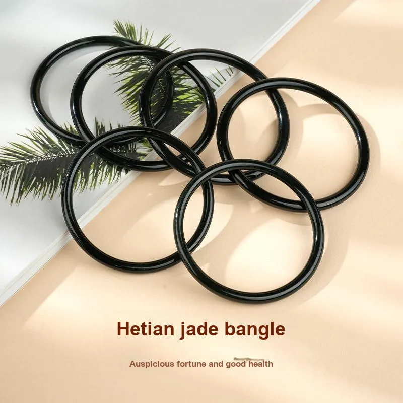 XIAOLIUJADE New Chinese Style Elegant Hetian Jade Bangle Green Jade Unisex-4