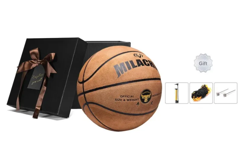 MILACHIC Cow Leather Basketball Playful Brown Size 7 Ball Training-5