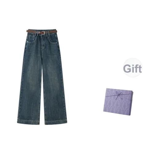 DITB Синий с ремнем женские джинсы