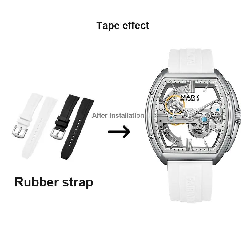 FAIRWHALE Automatic Mechanical Movement Metal Strap Watch Men's Watches White Dial-18