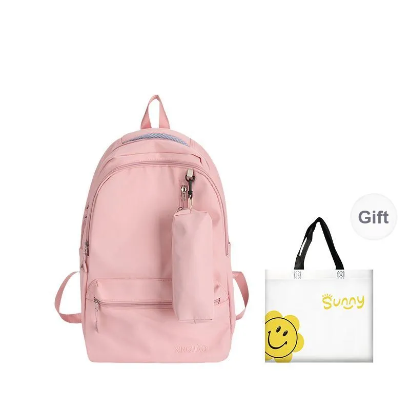HACIN Nylon Backpack Regular Women's Pink/Green/Blue/Black-0