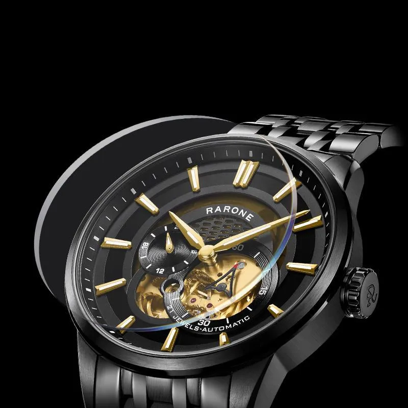 RARONE Interstellar Series Time Traveler Mechanical Movement Stainless Steel Watchband Watch Men's Watches Cut Out Dial-2