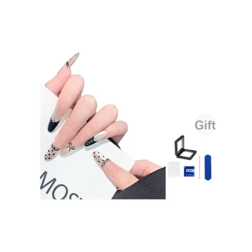 XNTX Midnight Paris False Nail Oval Cool Color Series Jump Color Polka Dot