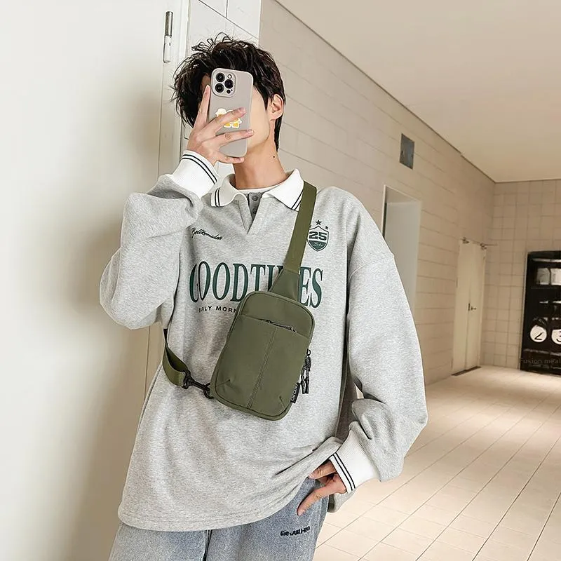 CORE BIRD Nylon Sling Bag Regular Unisex Black/Gray/Khaki/Purple/Light Purple/Green-8