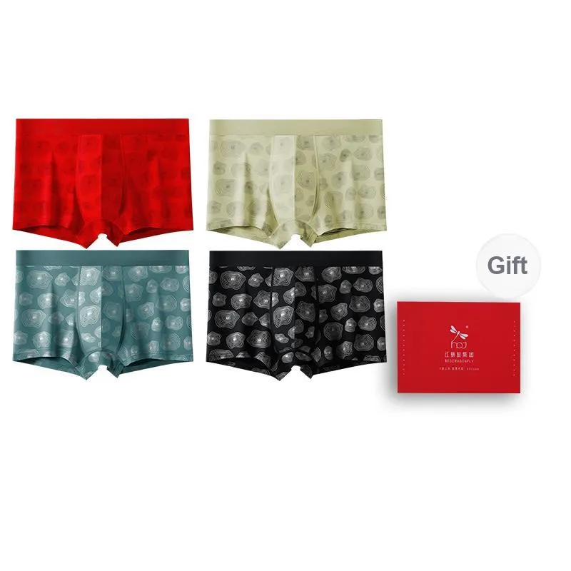 RED DRAGONFLY Cotton Panties Men's 4 Pack Gift Box Set-10