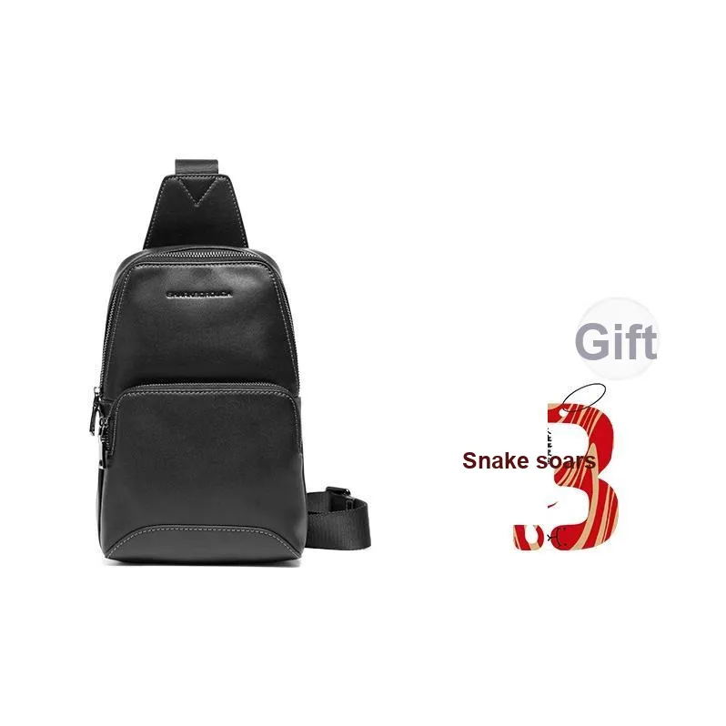 Sharkborough Cow Leather Sling Bag, Shoulder Bag, Crossbody Bag Men's Black