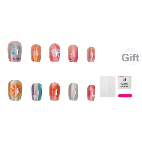 JIABITU Sweetheart Honey Detachable Patch False Nail Short LADDER Solid Color Smudge Новый китайский стиль 14mm