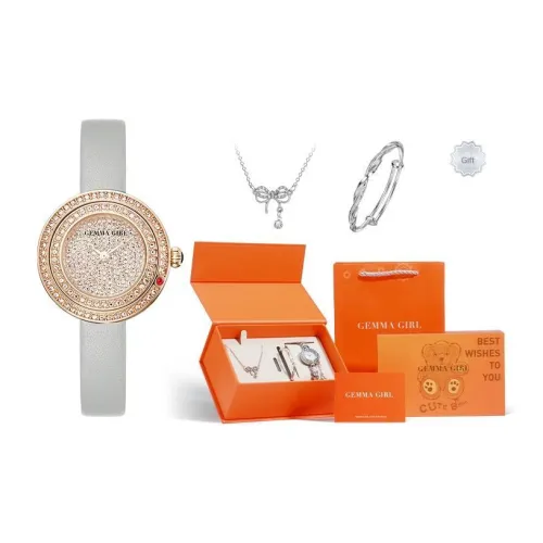 GEMMA GIRL Кварцевый механизм кожаный ремешок часы женские золотой циферблат