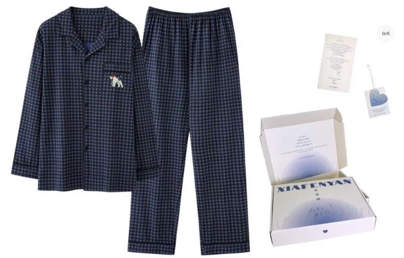 XIAFENYAN Pajama Set Unisex Navy Blue-3