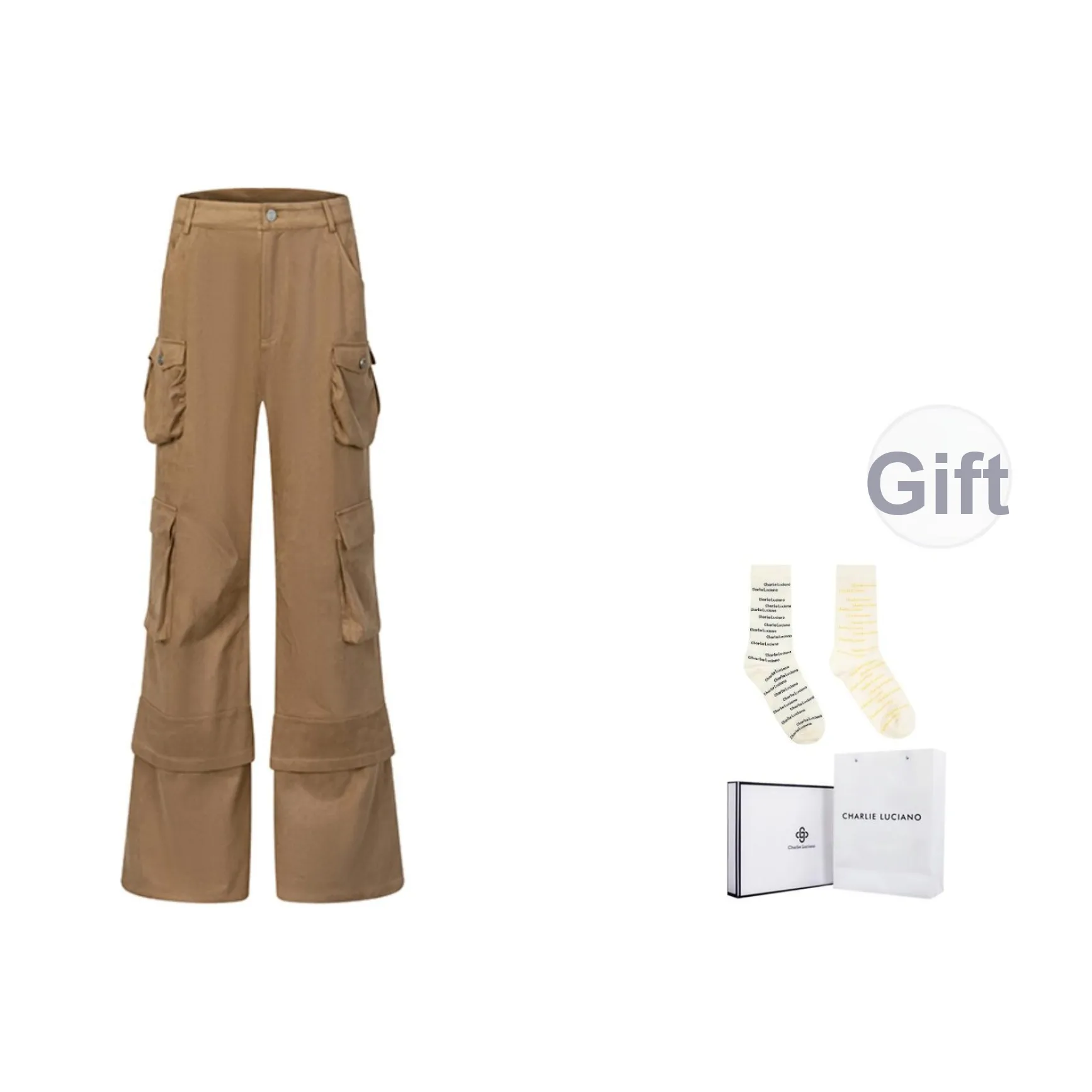 Charlie Luciano Карго Брюки Унисекс Песочный